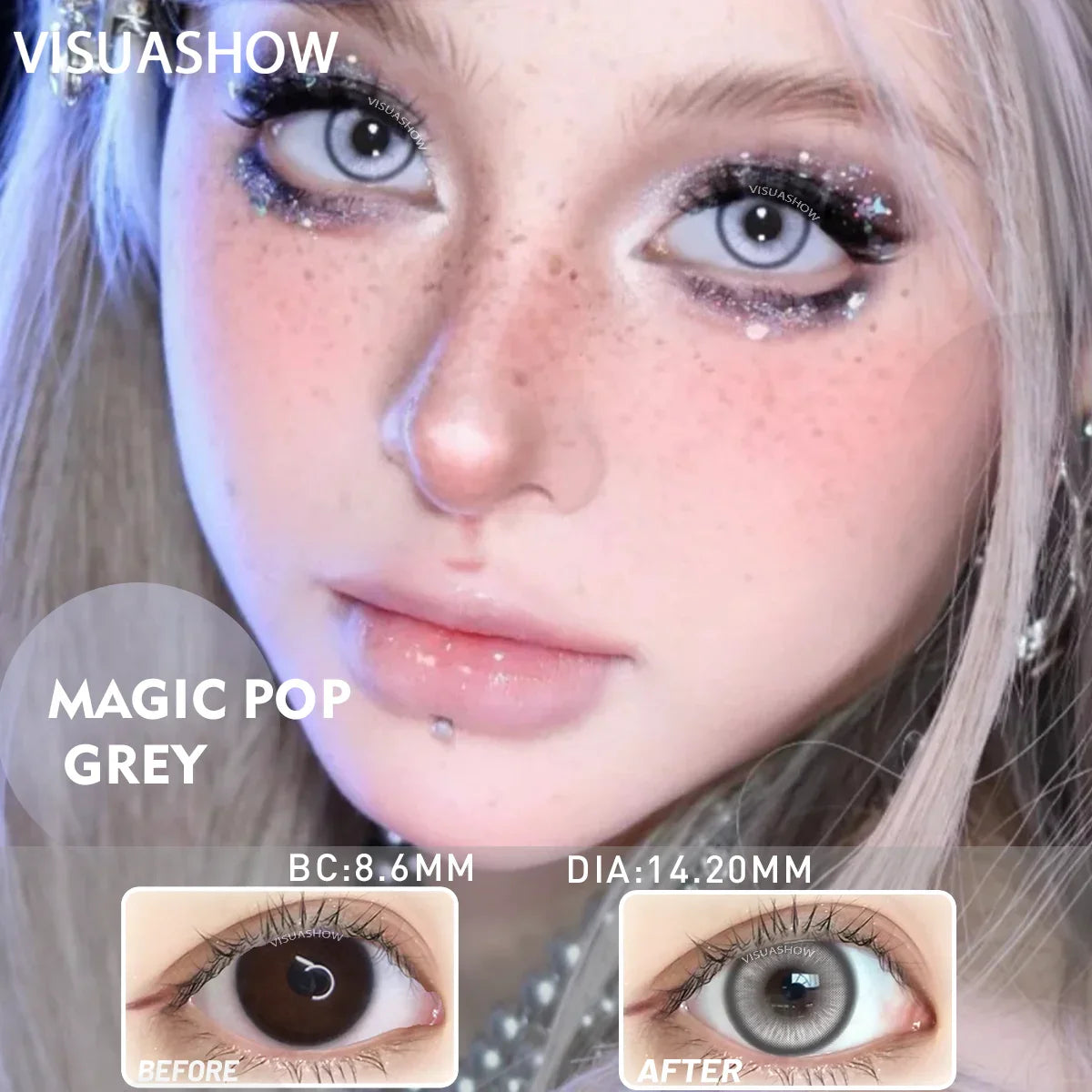 1 Pair Anime Cosplay Colored Contact Lenses, Yearly Disposable Soft Lens, Magic Pop Style for Party & Cute Eye Beauty
