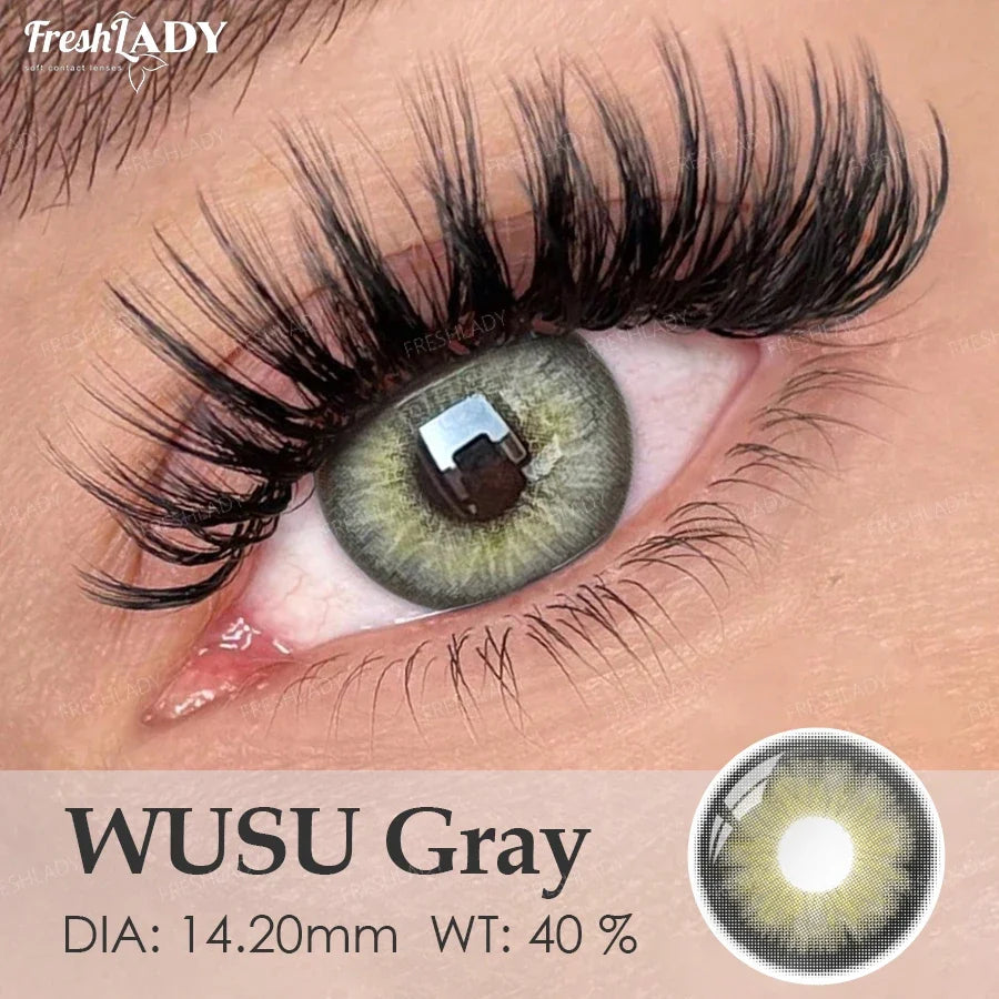 1 Pair Colored Contact Lenses Natural Pupils Eyes Soft lenses Gray Soft Contacts 14.20mm