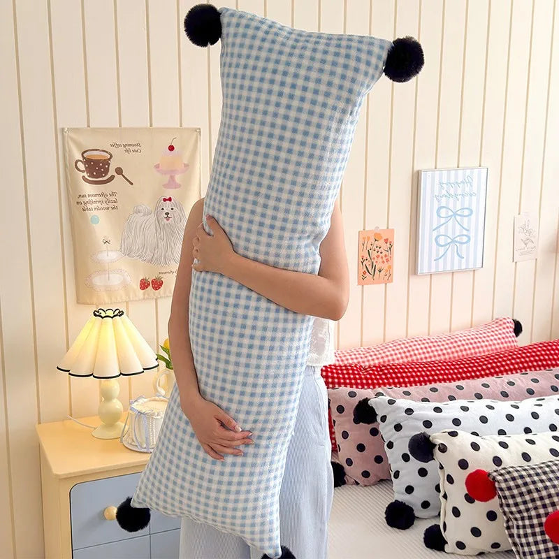 1PC 40x115cm INS Plush Long Milk Velvet Pillow Case for Women Sleeping Side Soft Pom-pom Ball Pillowcase Cover Home Decoration