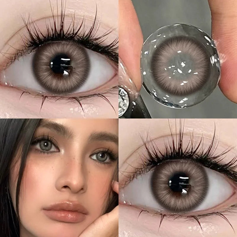 1Pair Yearly  Colored Contact Lenses for Eyes Gray Pupils Lens Fashion Blue Eye Contacts Brown Lenses With Degree