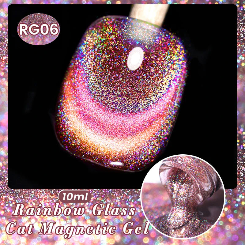 BORN PRETTY 10ml Black Glass Cat Magnetic Gel Nail Polish Ultra Shine Gold Silver Glitter Soak Off UV LED Gel Nail Art Varnish