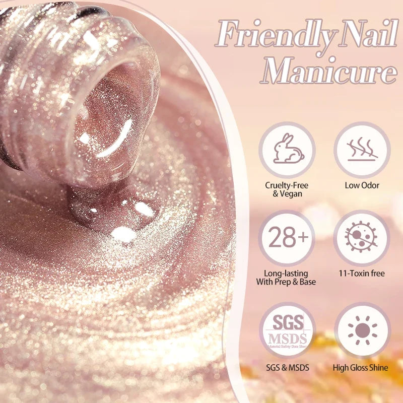 Pink Light Flow Cat Magnetic Gel Nail Polish 10ml Holographics Shining Line Magnetic Long Lasting DIY Salon Varinsh
