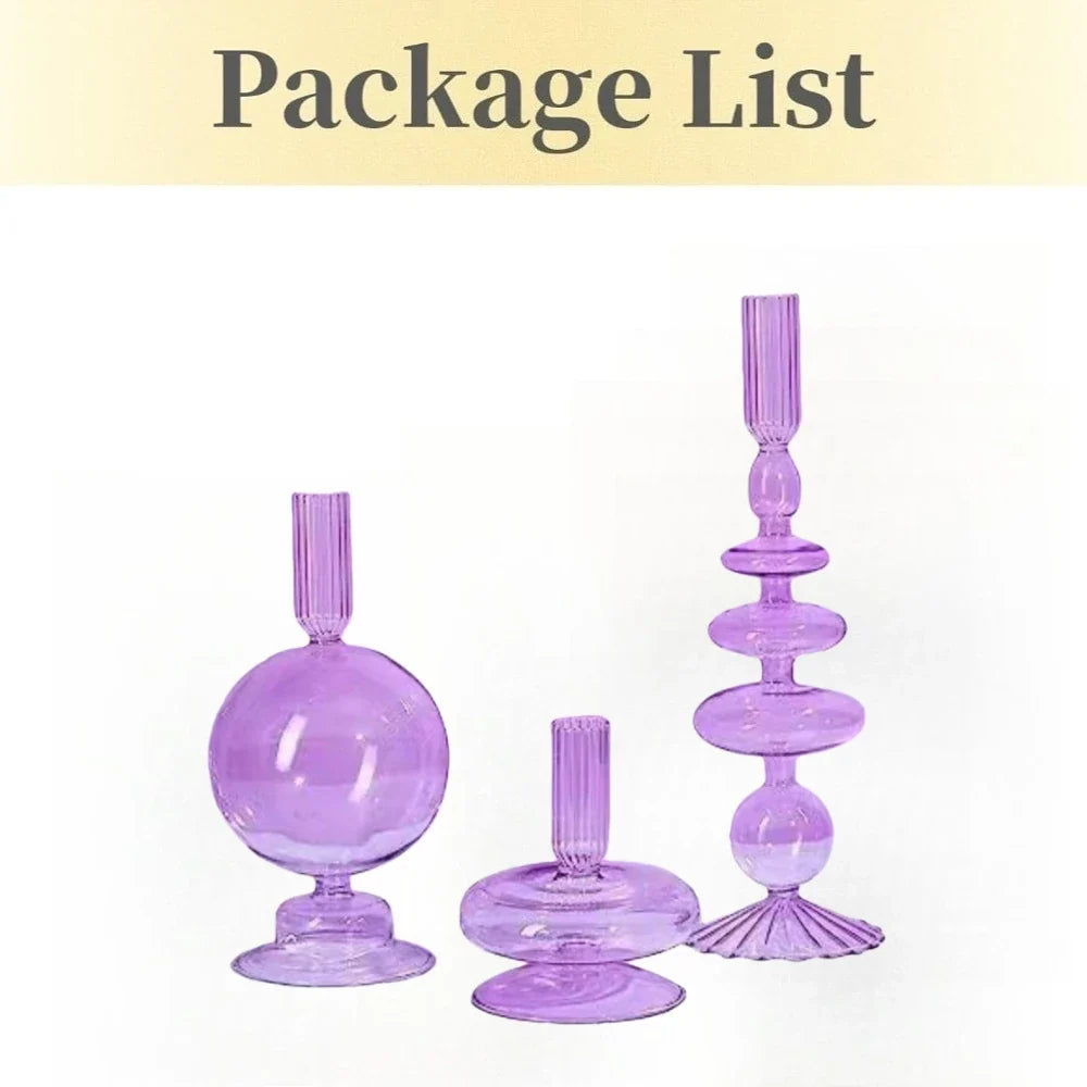 Modern Bubble Shaped Glass Candlestick Holder Set Taper Candle Stand Elegant Desktop Decoration for Party Living Room Banquet