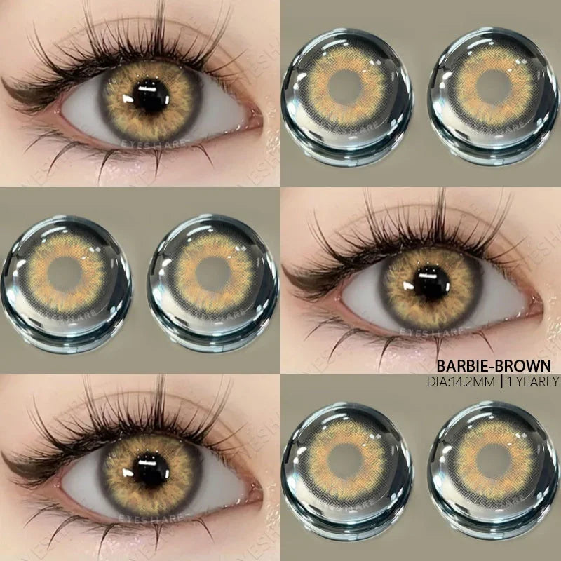 Brown Lenses Color Contact Lenses for Eyes Colored Contact Lenses with Degree 1pair Myopia Lenses Prescription Lneses