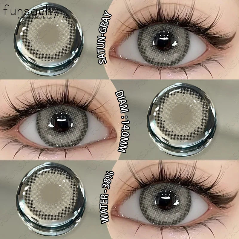 2PCS Colored Eye Lenses Brown Colorcon Contact Lenses Grey High Quality Natural Pupils Blue Cosmetic Beauty Lens Yearly