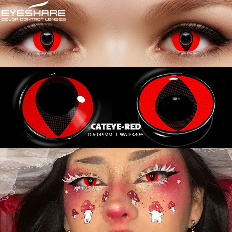 1 Pair Cosplay Contact Lenses For Eyes Beauty Pupils Crazy Halloween Colored Contact Lens Fashion White Cat Eye Soft Lense