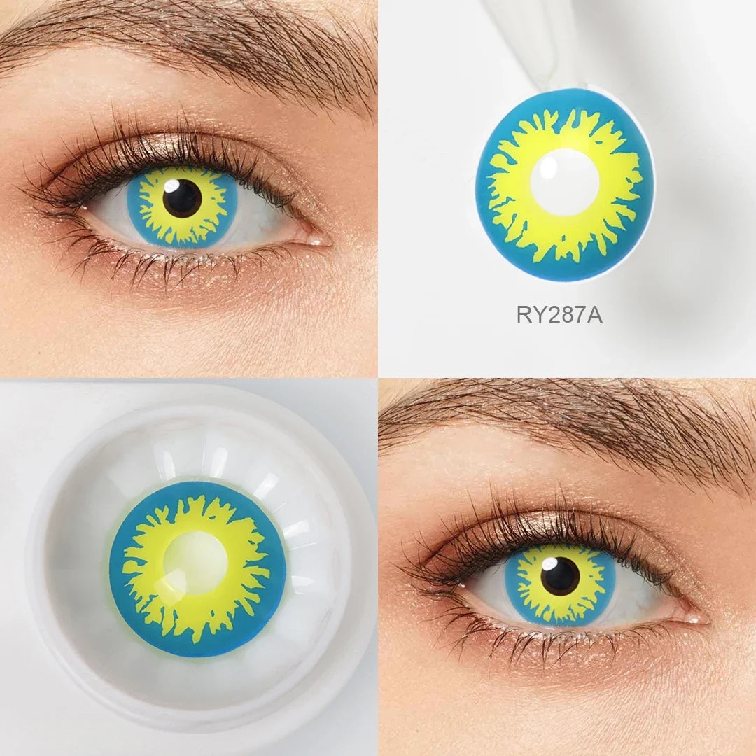 Contact Lenses For Cosplay Contacts Lens Eye Ywllow And Green Contact Lenses Yearly 14.0/14.2mm