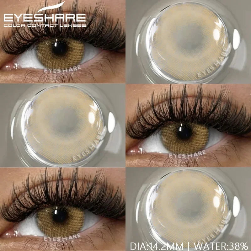 1 Pair Natural Colored Contact Lenses with Prescription Myopia Lenses Green Contacts Fashion Brown Lenses Gray Pupils