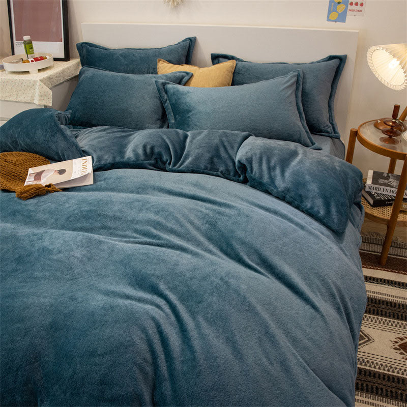 Winter Warm Duvet Cover Queen Size Bed Coral Fleece Quilt Cover King Size Bed Flannel Comforter Case Flannel Blanket Bedding