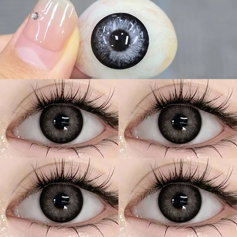 1 Pair New Eyes Contacts Lenses with Myopia Diopter Eyes Colored Lens Makeup Beauty Pupil Annual Use Fast Shipping