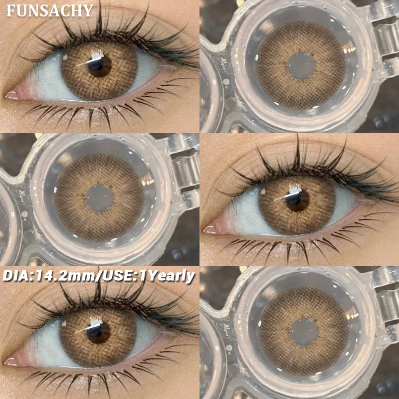 1 Pair Colored Contact Lenses BROWN Natural Eye Contacts Super Natural Lens Gray Color Lens Beautiful Pupils Cosmetics