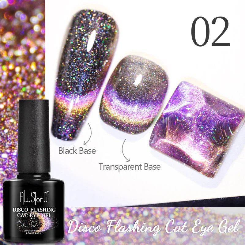7.5ml Golden Gradient Cat Eye Nail Polish Gel Phototherapeutic Gel Soak Off Nail Magnetic Gel Polish Nail Art DlY