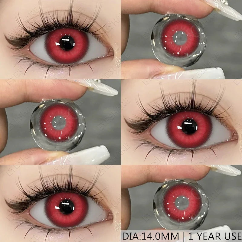 1 Pair Pink Cosplay Contact Lenses for Eyes Lenses Anime Lenses Anime Accessories Lenses Pink Lenses Red Lens