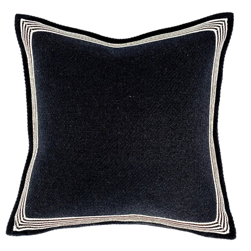 American Luxury Cotton Cushion Cover Geometric Striped Black Thickened Sofa Throw Pillow Cover Decorative Living Room Home Decor