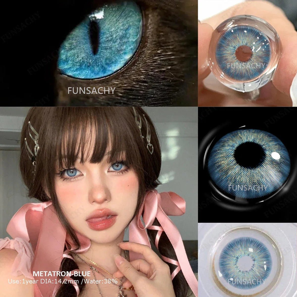 1 Pair Big Eyes Colored Contact Lenses Natural Brown Eyes Lens Gray Pupils Eyes Makeup Korean Style Contact Yearly Use