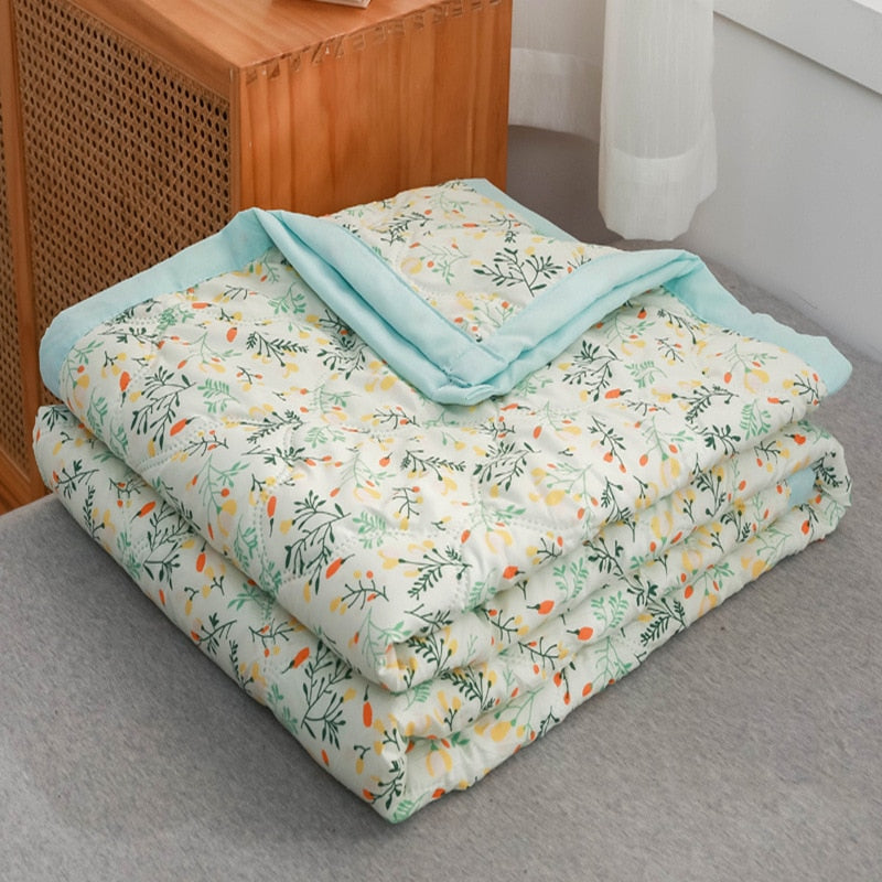Daisy Print Spring Summer Quilt Queen Mechanical Wash Comfortable Comforter Single Double Blanket Quilts for Children Adults