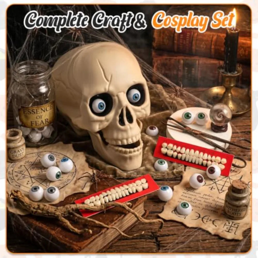 Halloween Decorations Include 32 Pcs Halloween Eyeballs 6 Sets Acrylic Resin Fake Teeth Realistic Eyes Prop Supplies Complete U