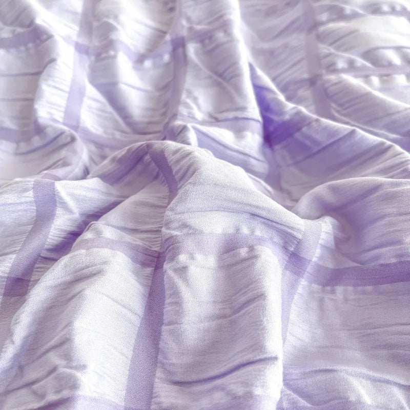 Simple Two-Tone Seersucker Bedding Set Super Soft Skin-Friendly Sheet Kit with Quilt Cover Nordic Solid Breathable Home Textile