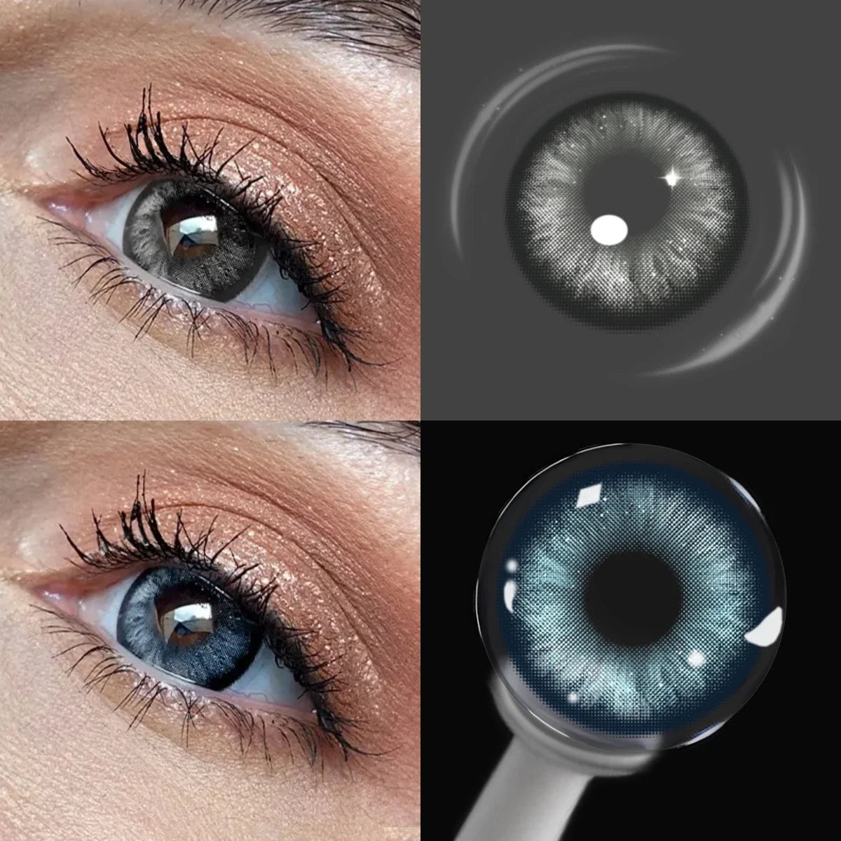 14.5mm Bright Grey Colored Contact Lenses Half Yearly Disposable Soft Lens for Daily Outfit Party Look Eye Beauty Makeup