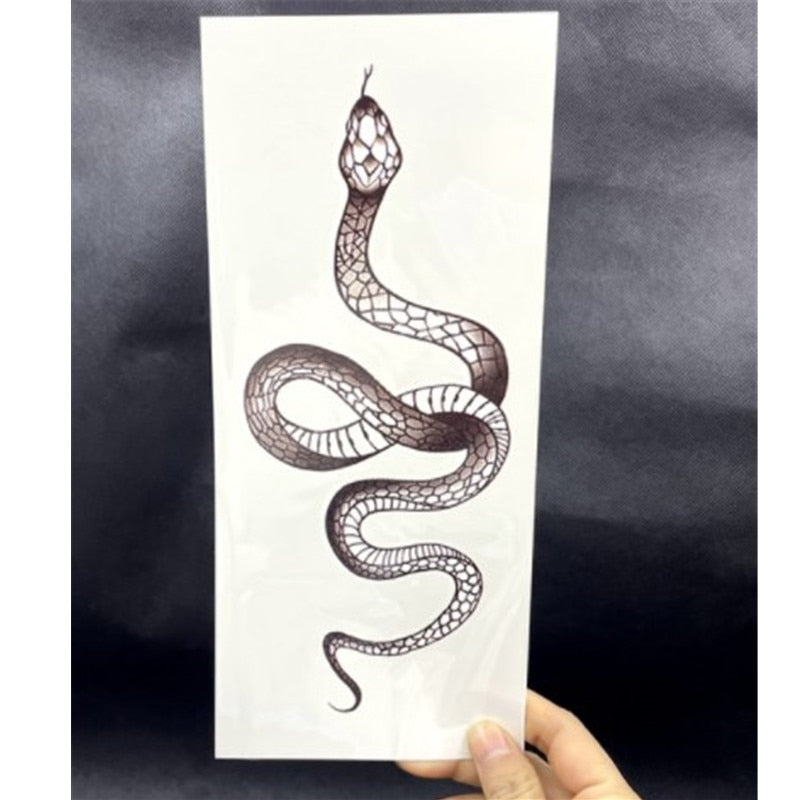 Black Snake Temporary Tattoo Stickers for Women Men Body Waist Waterproof Fake Tattoo Dark Wine Big Size Snake Tattoo New