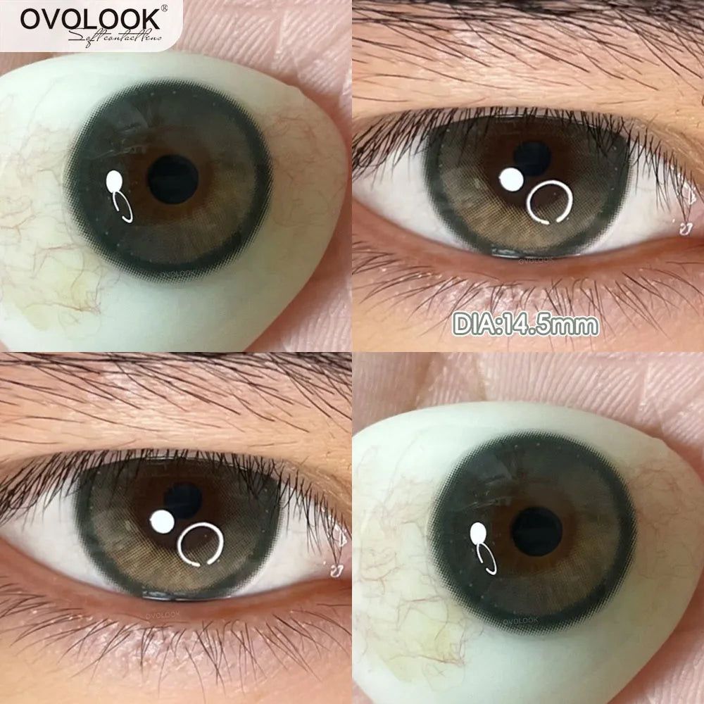 2pcs Natural Green Contact Lenses fo Eyes Beauty Color Pupils Makeup Color Eye Lenses Big Diameter Myopia Lenses