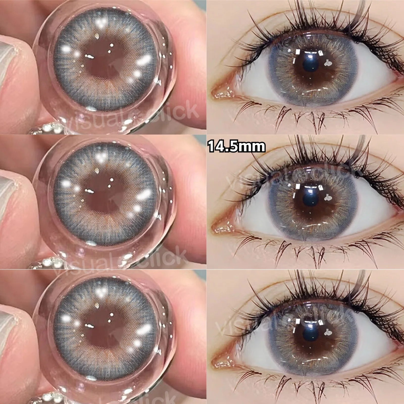 VisualClick Colored Contact Lens Nature Brown 2Pcs/Pair Year New Lenses with Myopia Degree Grade 0.00- 8.00 Soft Lens
