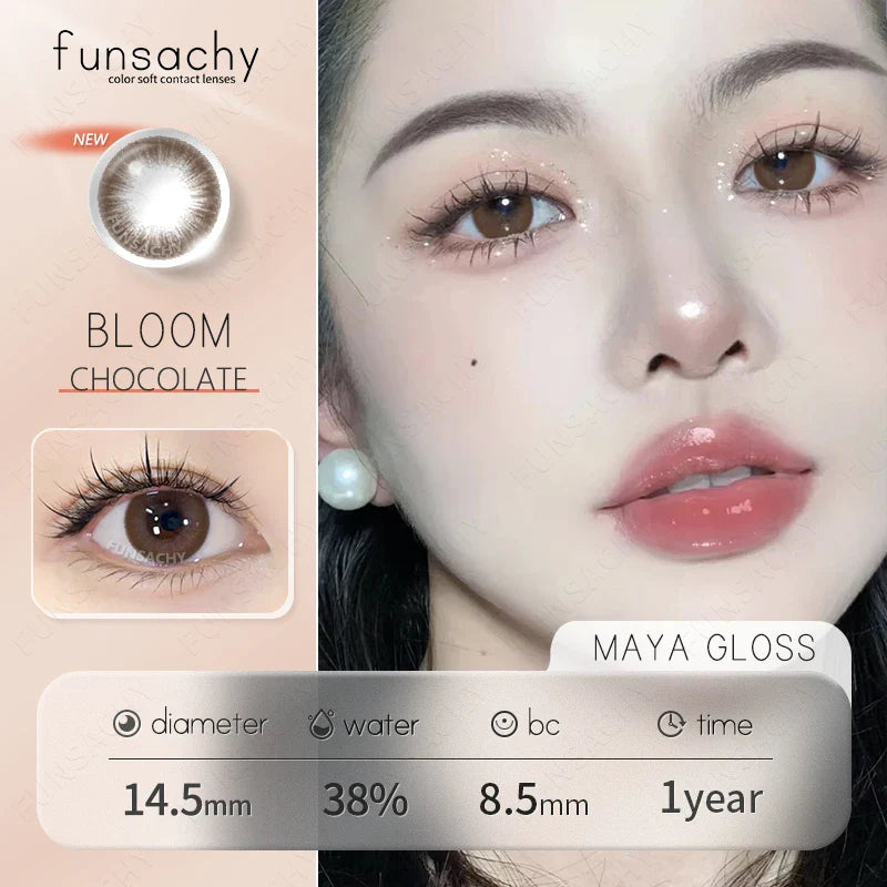1Pair Natural Brown Contact Lenses for Eyes Colored Lenses Gray Pupils Big Eye Lenses Fashion Beauty Contacts Yearly