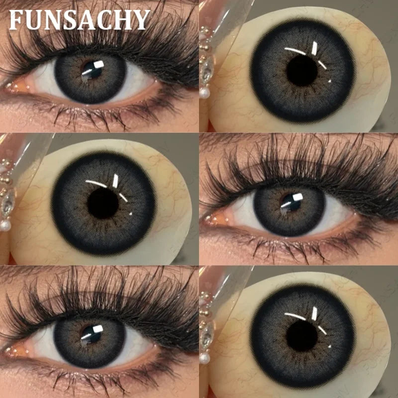 1 Pair Brown Color Contact Lenses Natural Eye Contacts Blue Colored Soft Lens Yearly Use Women Makeup Cosmetic Lenses
