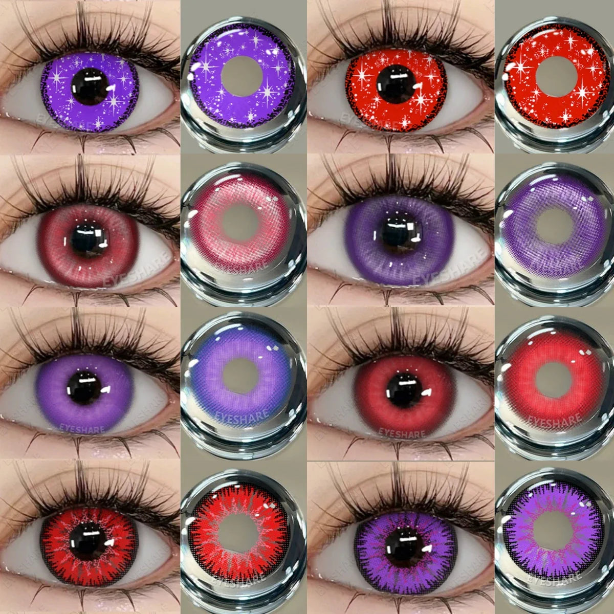 1 Pair Colored Contact Lenses Cosplay Colorful Contact Red Eyes Anime Contact Green Lenses Halloween Purple Contact