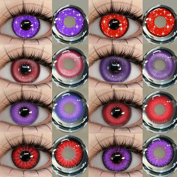 1 Pair Colored Contact Lenses Cosplay Colorful Contact Red Eyes Anime Contact Green Lenses Halloween Purple Contact