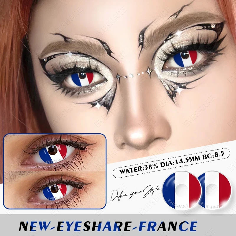 1 Pair Colored Contact Lenses Cosplay Colorful Contact Blue Eyes Contact Anime Red Lenses Halloween white Lenses