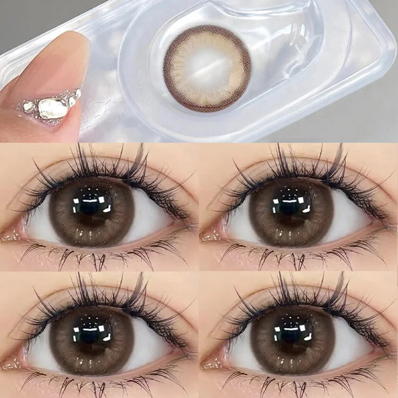 2PCS Myopia Eye Brown Lenses Contact Lenses for Eye Natural Brown Pupils Beauty Cosmetic Contacts Color Lenses Yearly