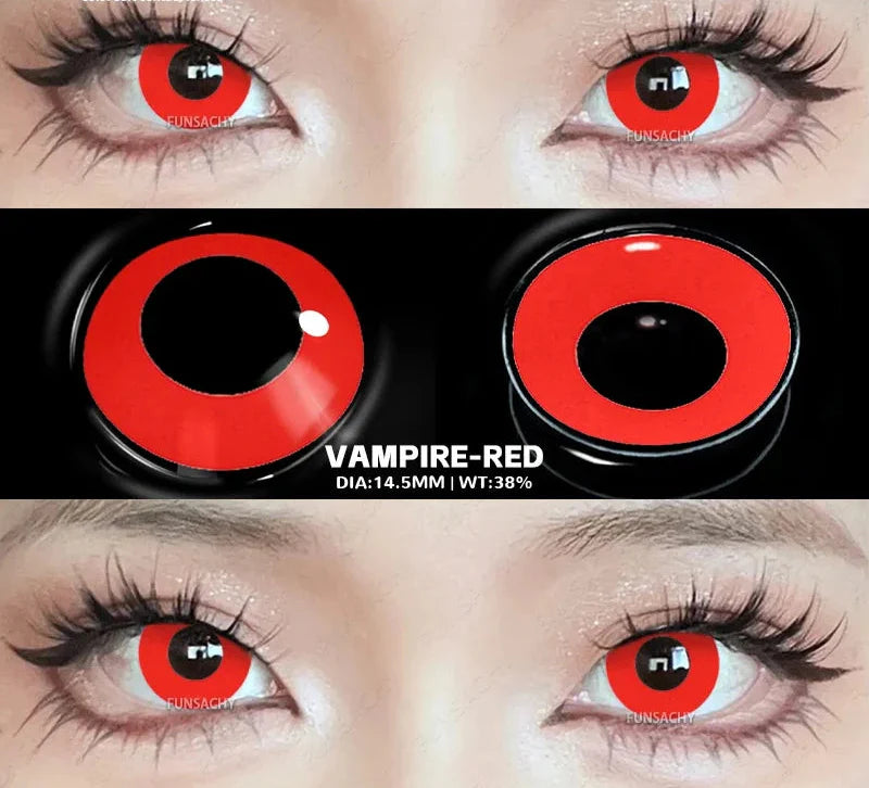 1Pair Halloween Colorful Contact Lenses Anime Cosplay Eye Lenses Multicolored Lens Black Red Mesh White Yearly Contacts