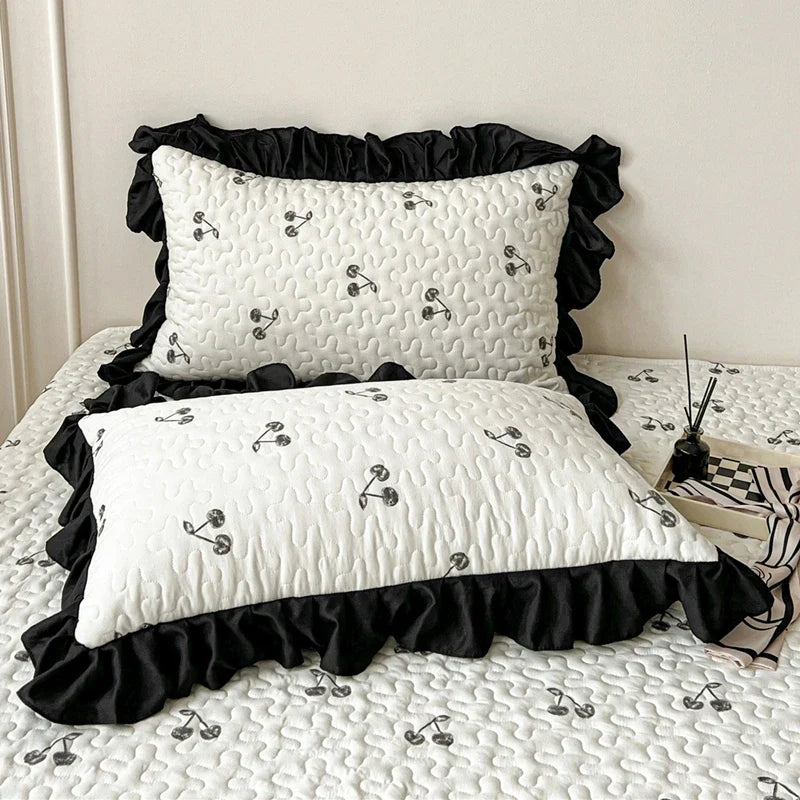 1 Pair Clip Cotton Pillow Cover with Lace 48cmx74cm Girls Use Pillowcases High-end Pillow Core Covers Household Use Bedding