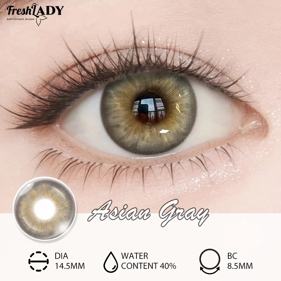 1 Pair Asian Series Colored Contact Lenses Natural Brown Pupils Eyes Contact lenses Green Soft Contacts 14.50mm
