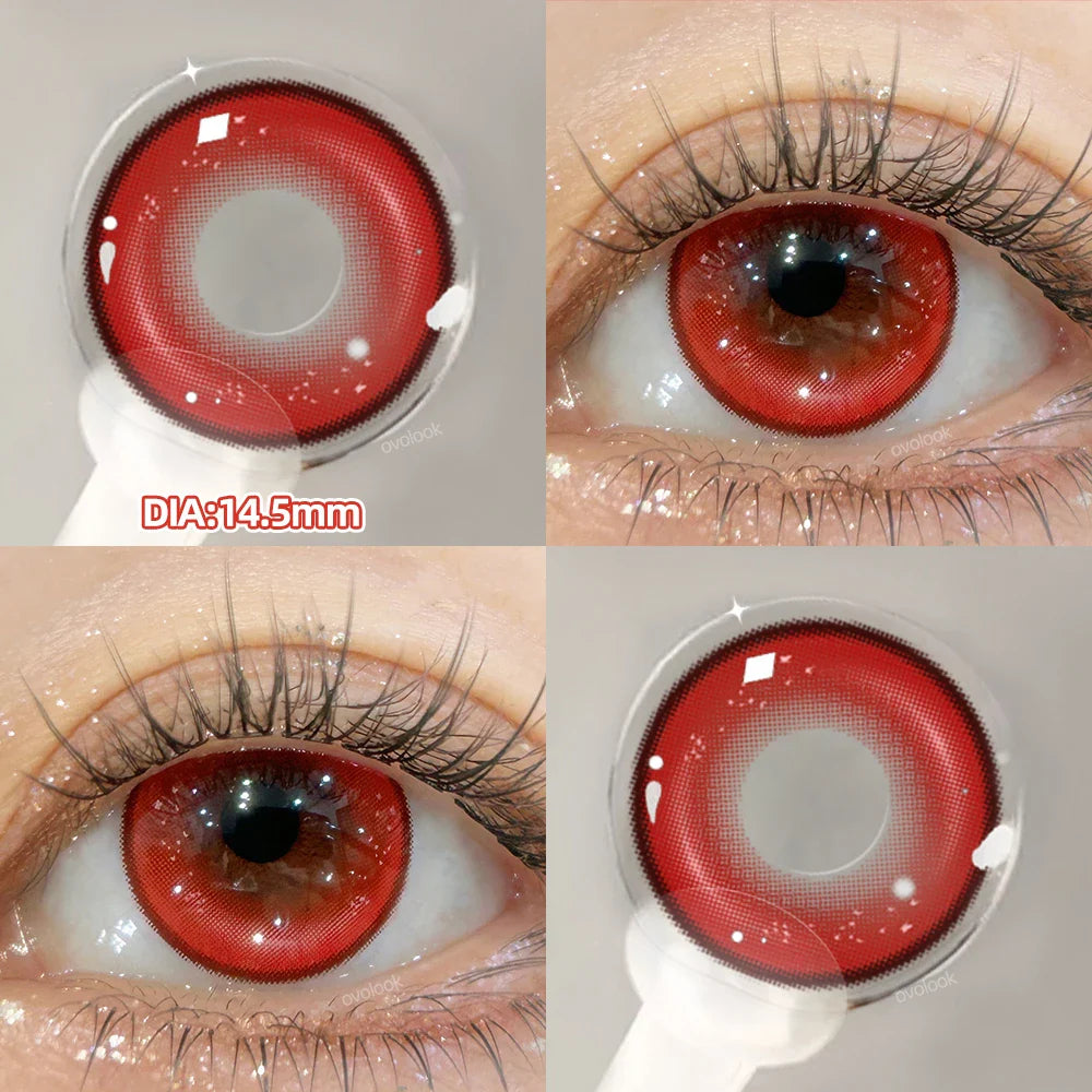 1pair New Fashion Cosplay Contact Lenses for Eyes Red Lenses Halloween Beauty Brown Lenses Myopia Color Contact Lenses