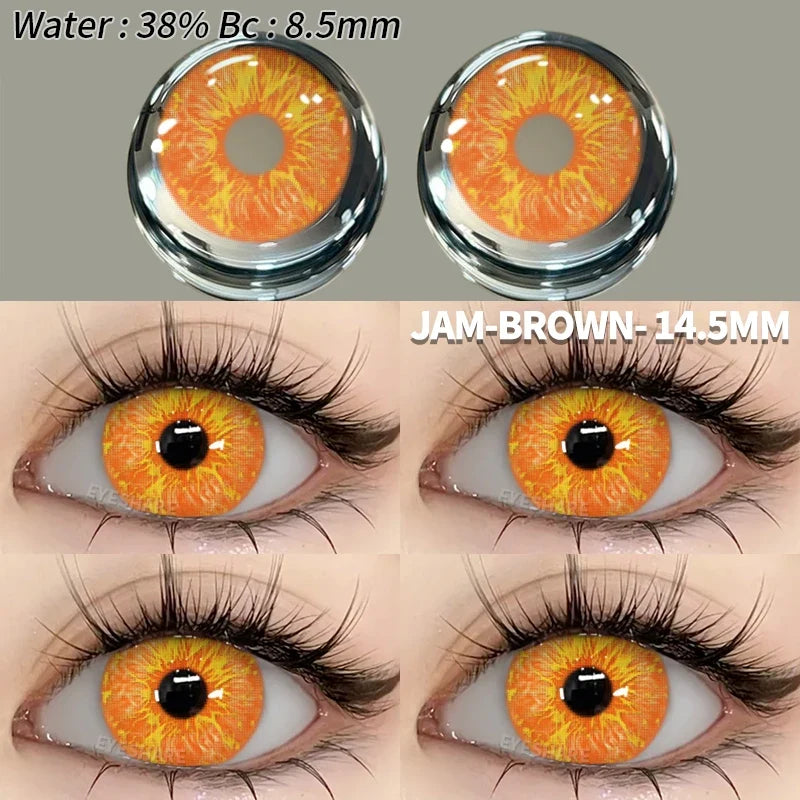 1pair Eyes Lenses for Eyes Blue Lneses Beauty Makeup Yellow Eye Contact Lenses Cosmetic Color Lens Eyes