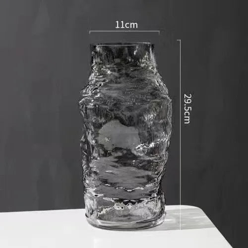 Glass Vase Irregular Lines of Folds Floral Arrangement Accessories Hydroponics Terrarium Home Decoration