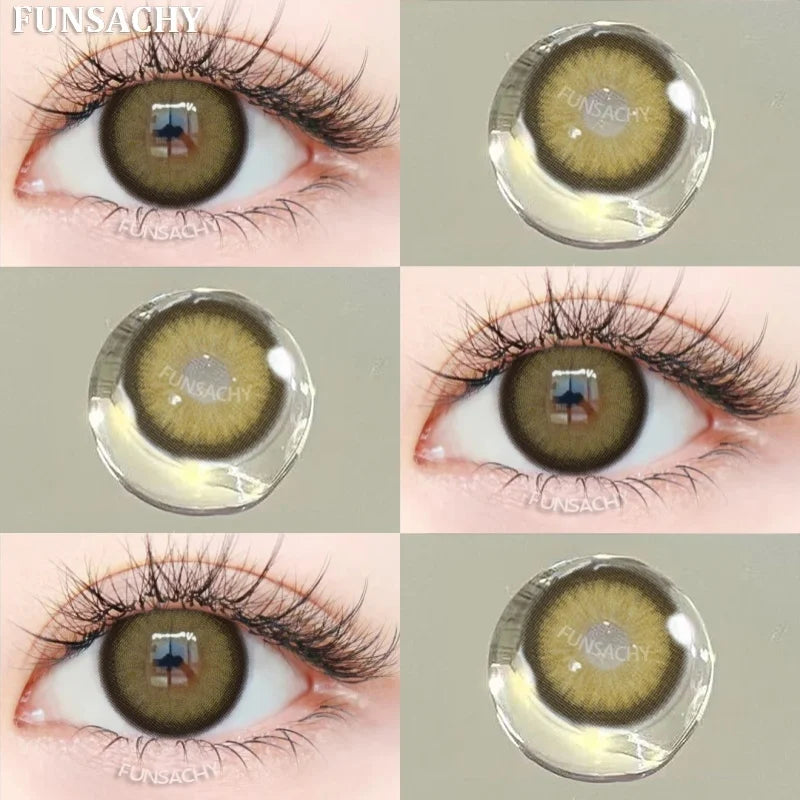 1pair Colorcon Contact Lenses Green Color Lens Natural Brown Eye Contacts Gray Pupils Beautiful Cosmetic Yearly Lenses