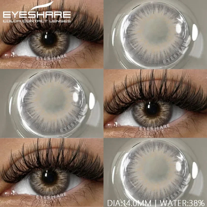 1 Pair Natural Colored Contact Lenses with Prescription Myopia Lenses Green Contacts Fashion Brown Lenses Gray Pupils