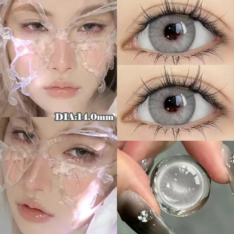 1 Pair New Colored Contacts Lenses Fashion Blue Lense - 0.00 To - 8.00 Diopter Lenses High Quality Cute Beautiful Pupils