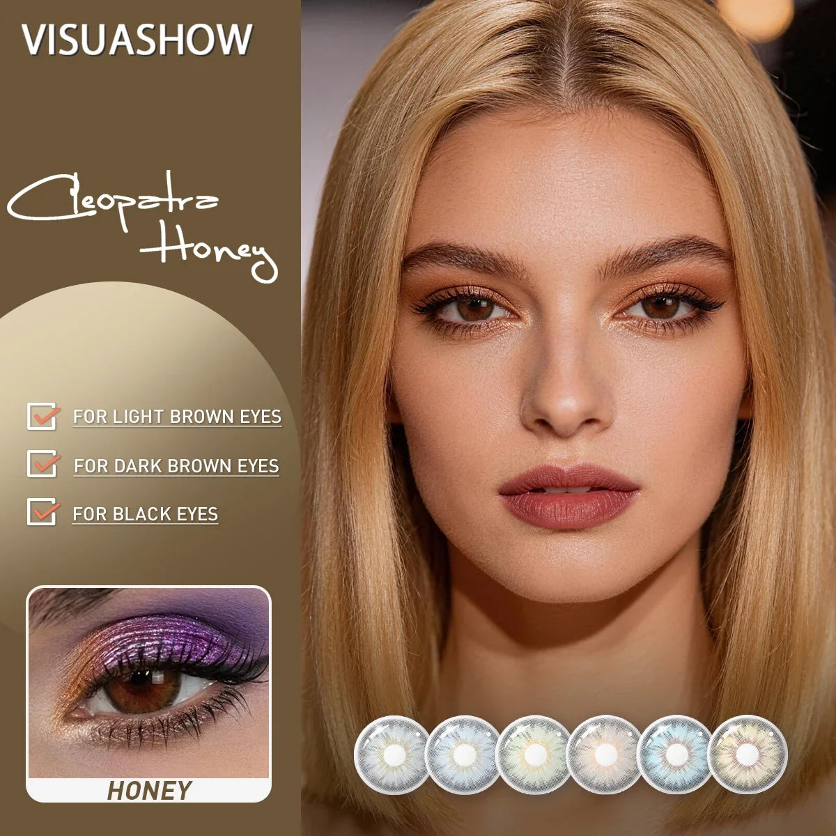14.2mm Cleopatra Green Colored Contact Lenses Half Yearly Disposable Blue Brown Natural Soft Lens for Daily Eye Makeup