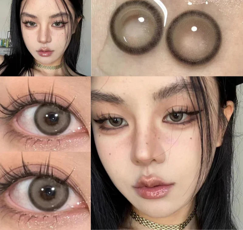 0~-6.00 Natural Korean Lenses 1Pair Colored Contact Lenses Brown Lenses Blue Eye Fashion Lenses
