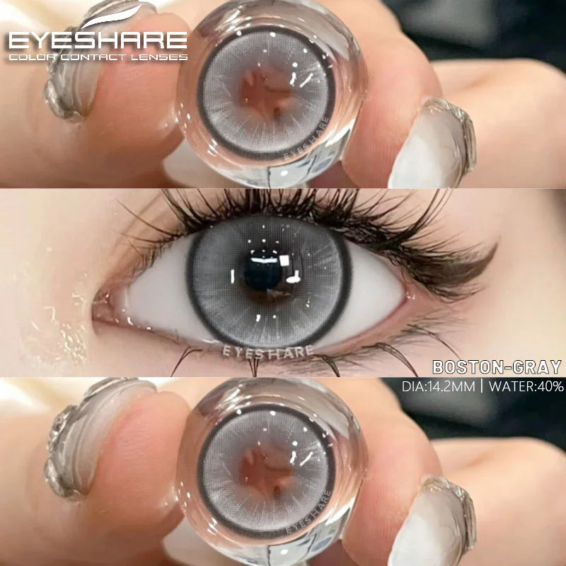 Ikeehome  2pcs Colorful Contact Lenses for Eyes Brown Lenses Colorcon Lenses Beauty Gray Eye Contacts Lens Yearly Blue Lenses