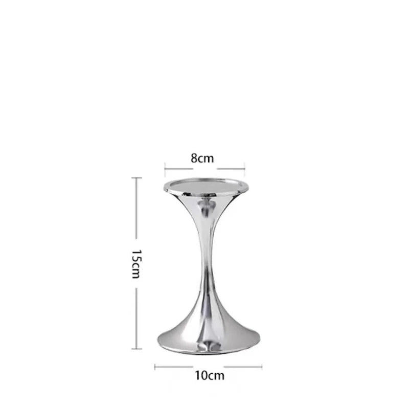 Silver Candlestick,Wedding Party Christmas Festival Dining Table Decor,Home Metal Candle Holder Photo Prop