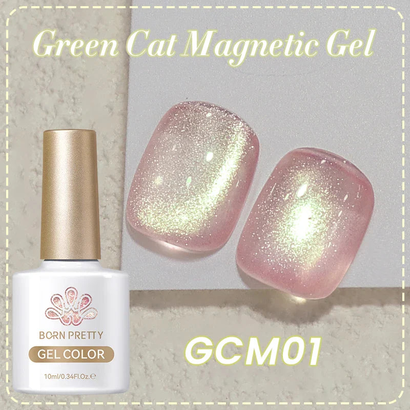 BORN PRETTY 10ml Black Glass Cat Magnetic Gel Nail Polish Ultra Shine Gold Silver Glitter Soak Off UV LED Gel Nail Art Varnish