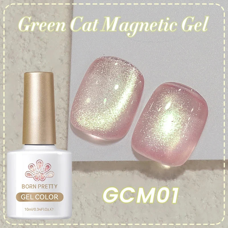 BORN PRETTY 10ml Black Glass Cat Magnetic Gel Nail Polish Ultra Shine Gold Silver Glitter Soak Off UV LED Gel Nail Art Varnish