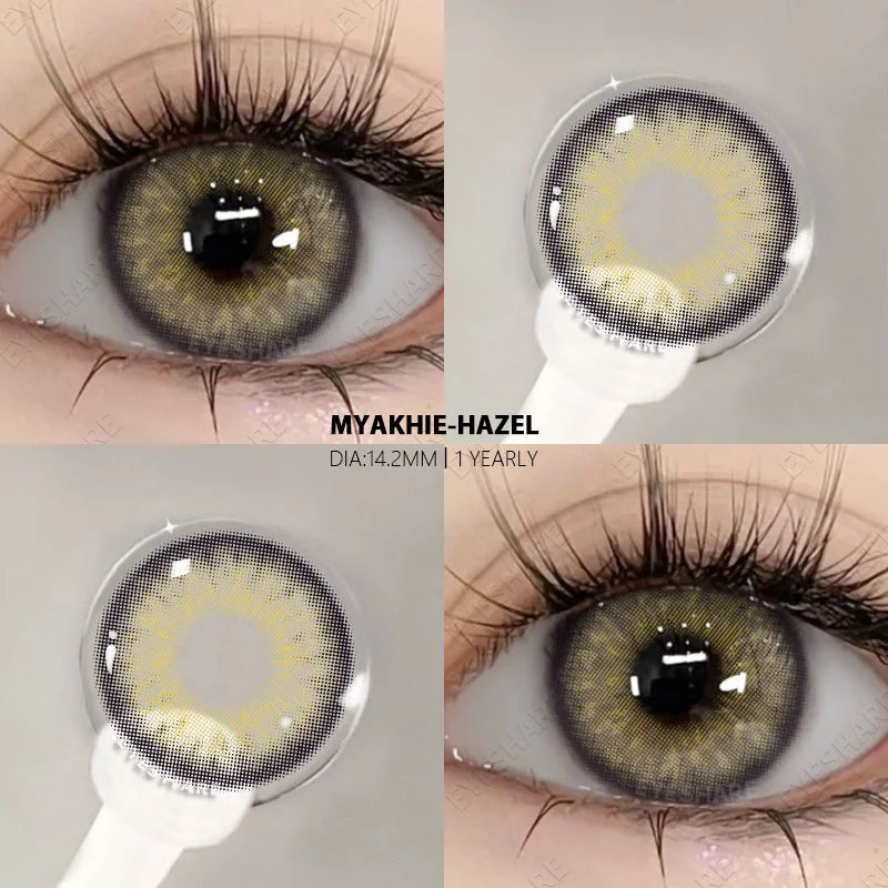 1pair Colored Contacts Lenses for Eyes Fashion Blue Lenses Green Contacts Lenses Yearly Brown Eyes Lens Gray Pupils