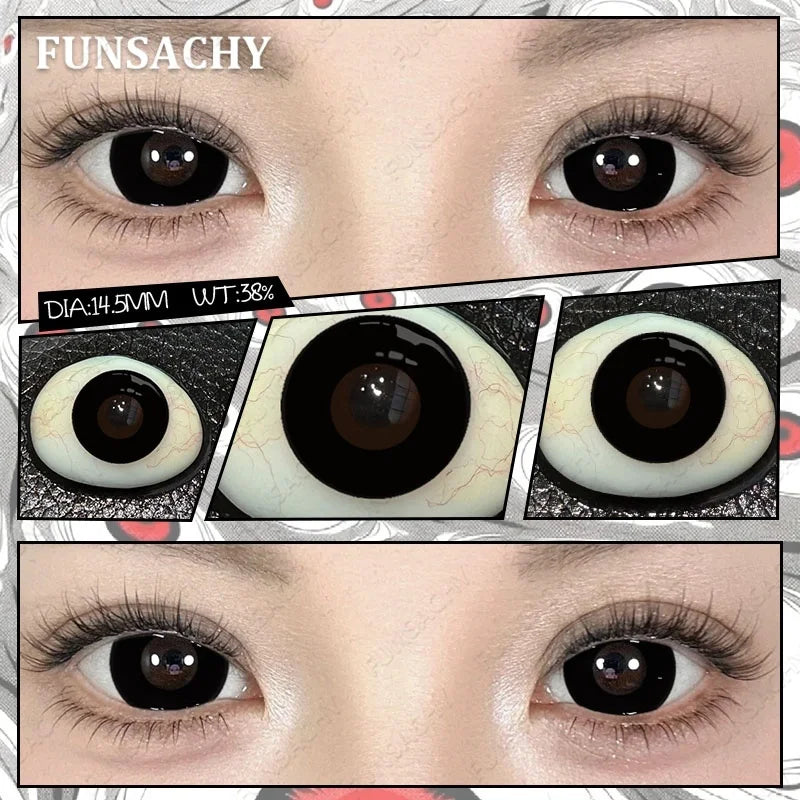 Cosplay Lenses White Black Contact Lenses for Halloween Party Makeup Contact Lens 14.0mm/14.5mm Anime Cosplay Softlens