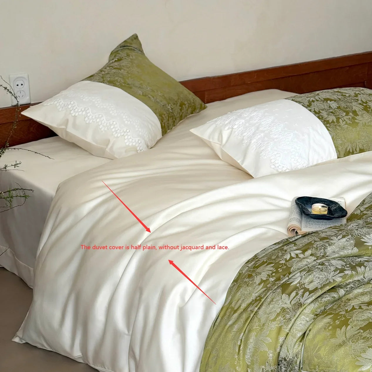 Vintage Jacquard Lace Edge Luxury Bedding Set 1000TC Egyptian Cotton Duvet Cover Bed Sheet/Fitted Sheet Pillowcases 4Pcs